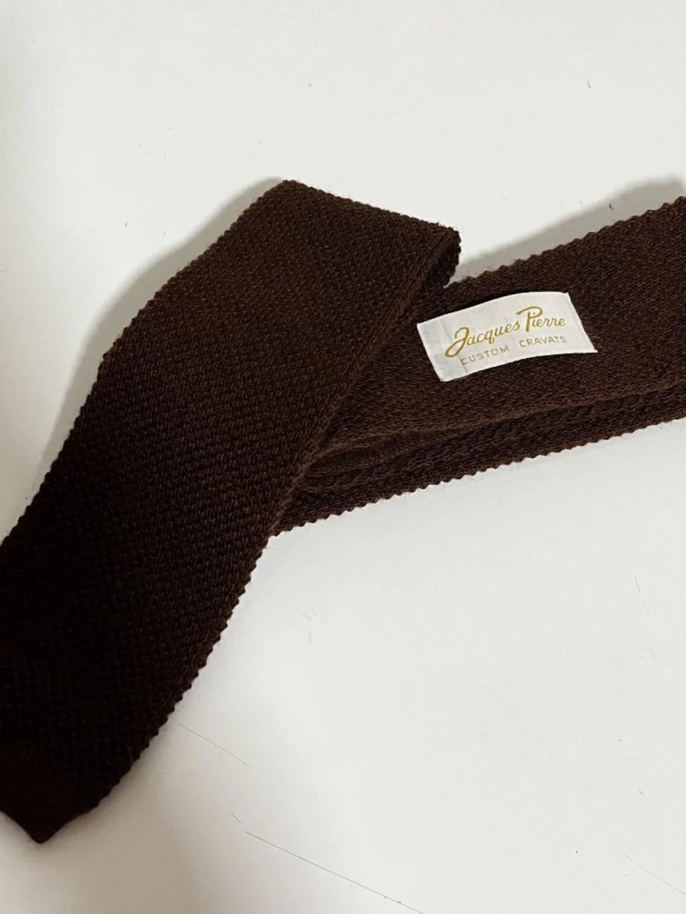 JACQUES PIERRE Custom Cravats Vtg MEN's BROWN NECKTIE 100% Wool/Preowned